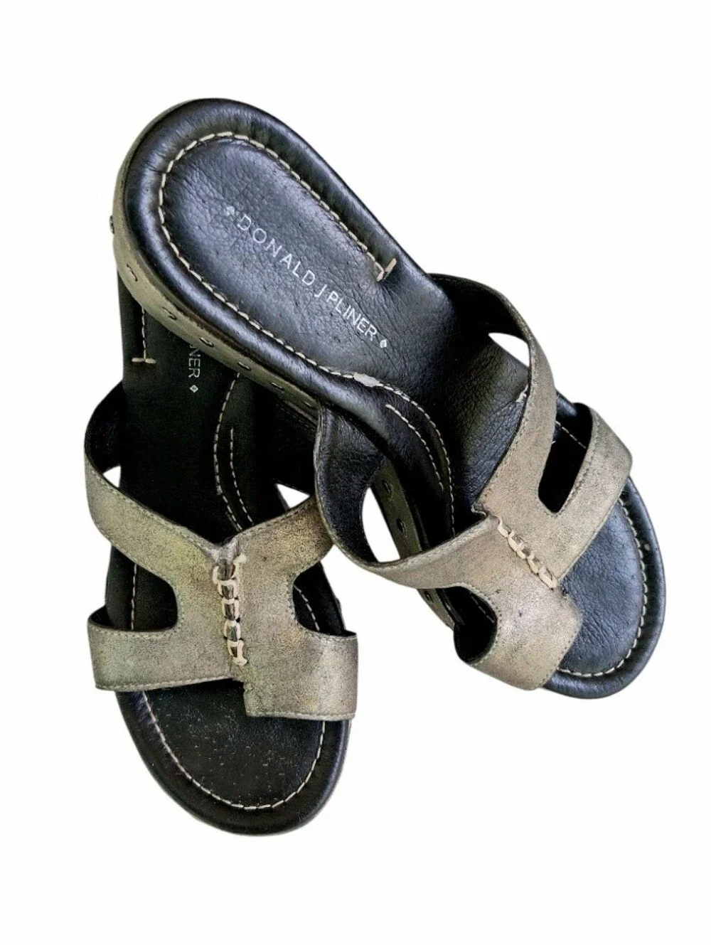 Donald J. Pliner Sela Metallic Studded Wedge Slide Sandals Size 6